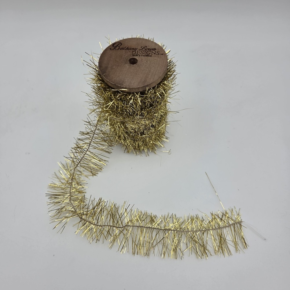 Vintage Bethany Lowe Old Fashioned yellow Gold Tinsel Garland Halloween Decor